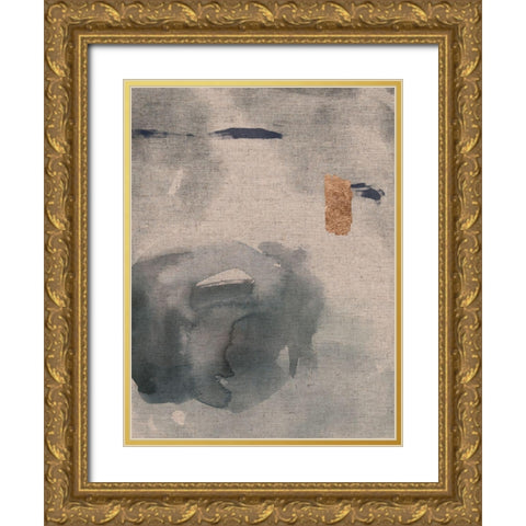 Watercolor on Linen II Gold Ornate Wood Framed Art Print with Double Matting by Green, Jacob