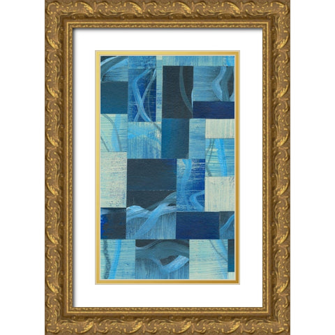Denim Blocks I Gold Ornate Wood Framed Art Print with Double Matting by Moore, Regina