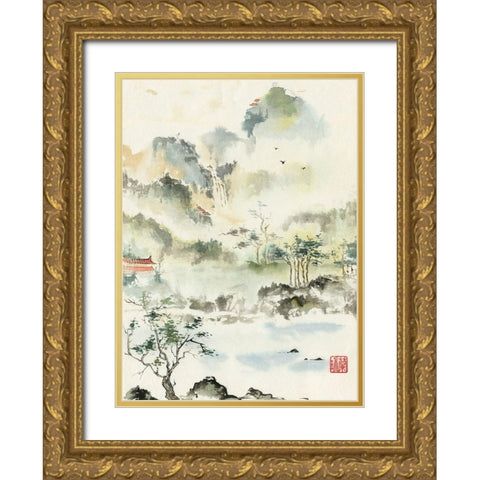 Heavens Retreat Gold Ornate Wood Framed Art Print with Double Matting by Rae, Nan