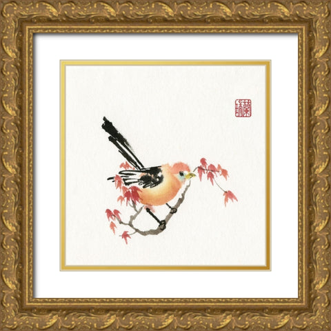 Just A Bird Gold Ornate Wood Framed Art Print with Double Matting by Rae, Nan