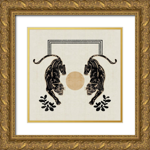 Furious Cats II Gold Ornate Wood Framed Art Print with Double Matting by Wang, Melissa