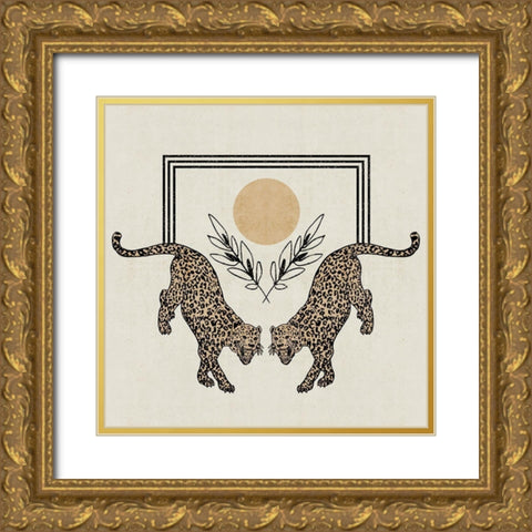 Furious Cats III Gold Ornate Wood Framed Art Print with Double Matting by Wang, Melissa