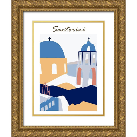 Santorini Greece I Gold Ornate Wood Framed Art Print with Double Matting by Wang, Melissa