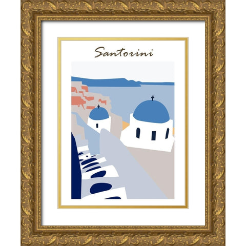 Santorini Greece II Gold Ornate Wood Framed Art Print with Double Matting by Wang, Melissa