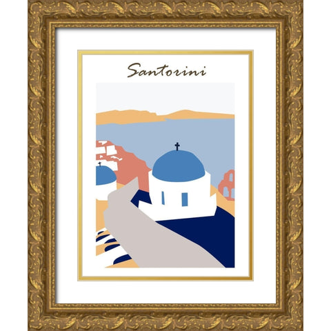 Santorini Greece III Gold Ornate Wood Framed Art Print with Double Matting by Wang, Melissa