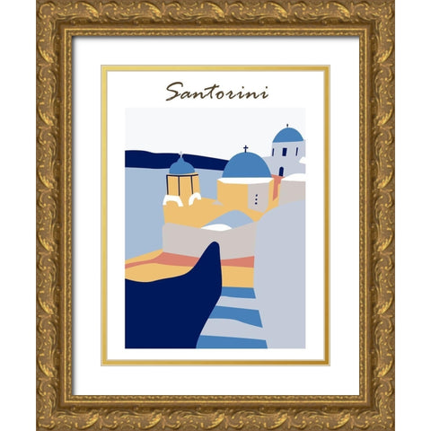 Santorini Greece IV Gold Ornate Wood Framed Art Print with Double Matting by Wang, Melissa