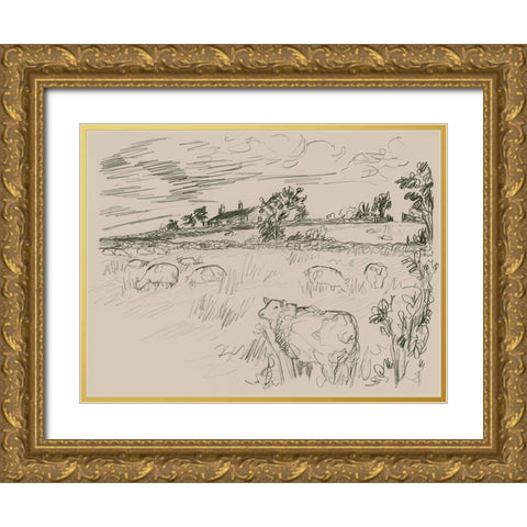Sepia Scenes I Gold Ornate Wood Framed Art Print with Double Matting by Vess, June Erica