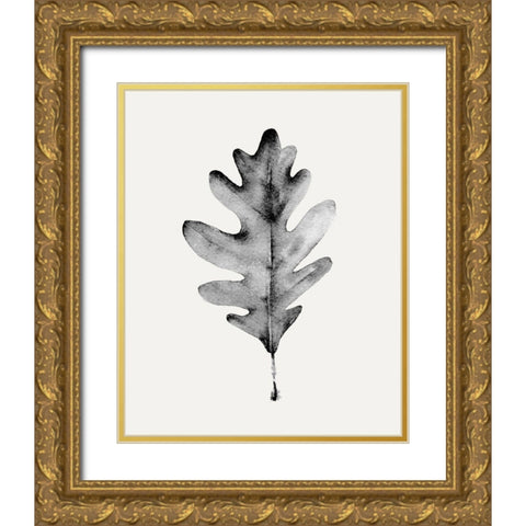 Smoky Oak Leaf I Gold Ornate Wood Framed Art Print with Double Matting by Caroline, Emma