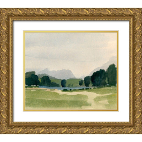 Streamside II Gold Ornate Wood Framed Art Print with Double Matting by Barnes, Victoria
