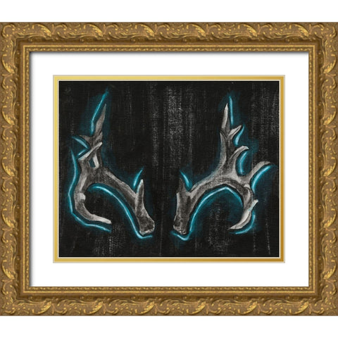 Neon Antlers II Gold Ornate Wood Framed Art Print with Double Matting by Harper, Ethan