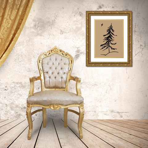 Winter Fir Sketch II Gold Ornate Wood Framed Art Print with Double Matting by Green, Jacob