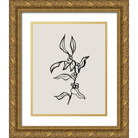 Loose Holly Sketch III Gold Ornate Wood Framed Art Print with Double Matting by Caroline, Emma
