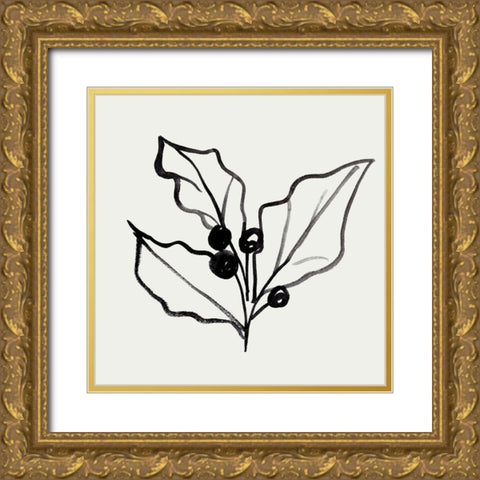 Holly Sketch II Gold Ornate Wood Framed Art Print with Double Matting by Warren, Annie