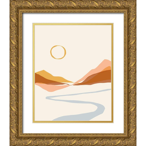 Geo Landscape Line I Gold Ornate Wood Framed Art Print with Double Matting by Barnes, Victoria