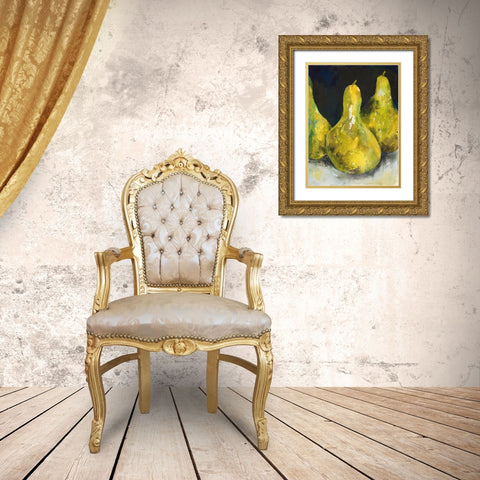 Pear Together II Gold Ornate Wood Framed Art Print with Double Matting by Combs, Joyce