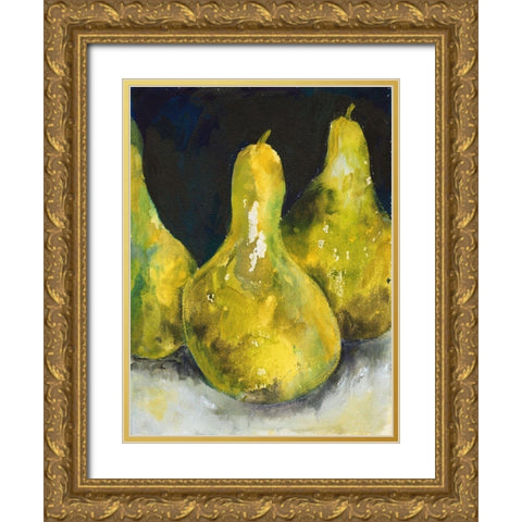 Pear Together II Gold Ornate Wood Framed Art Print with Double Matting by Combs, Joyce