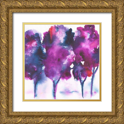Aubergine Forest Gold Ornate Wood Framed Art Print with Double Matting by Combs, Joyce