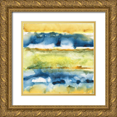 Watercolor Horizon I Gold Ornate Wood Framed Art Print with Double Matting by Combs, Joyce