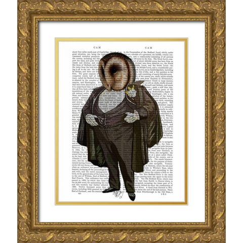 Owl At the Opera Gold Ornate Wood Framed Art Print with Double Matting by Fab Funky
