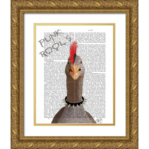 Punk Rock Goose Gold Ornate Wood Framed Art Print with Double Matting by Fab Funky