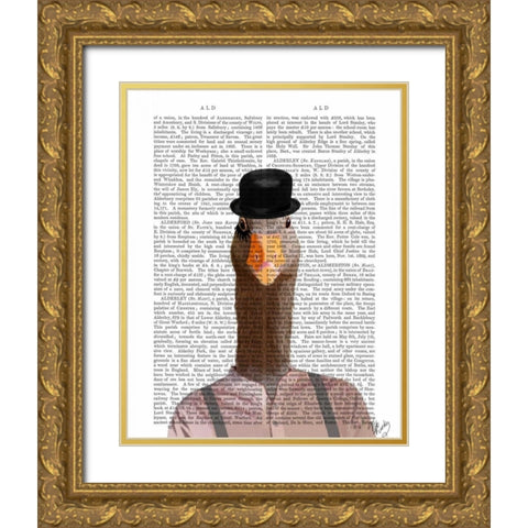 Clockwork Orange Goose Gold Ornate Wood Framed Art Print with Double Matting by Fab Funky