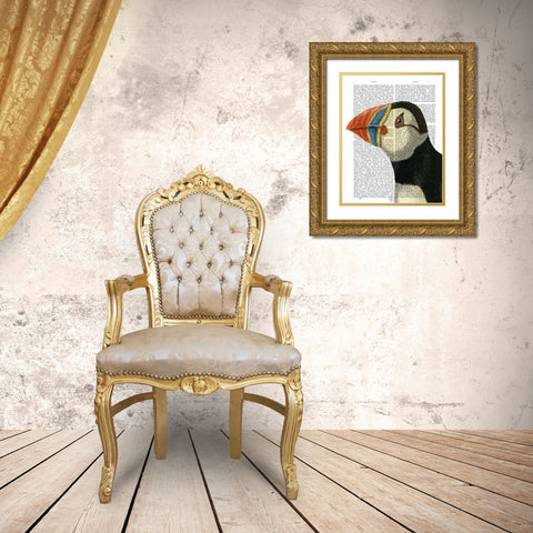 Puffin Portrait Gold Ornate Wood Framed Art Print with Double Matting by Fab Funky
