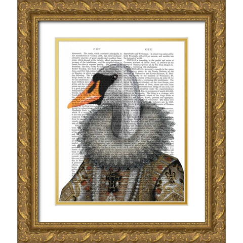 Elizabethan Swan Gold Ornate Wood Framed Art Print with Double Matting by Fab Funky