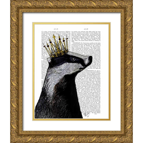 Badger King Gold Ornate Wood Framed Art Print with Double Matting by Fab Funky