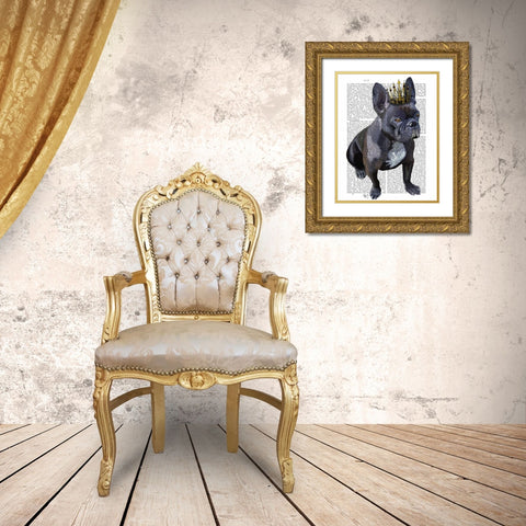 French Bulldog King Gold Ornate Wood Framed Art Print with Double Matting by Fab Funky