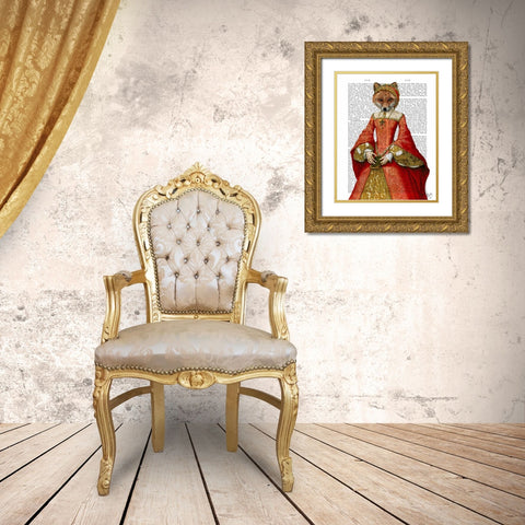 Fox Queen Gold Ornate Wood Framed Art Print with Double Matting by Fab Funky