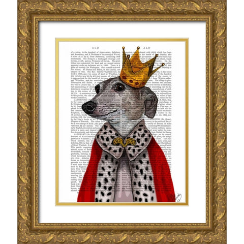 Greyhound Queen Gold Ornate Wood Framed Art Print with Double Matting by Fab Funky
