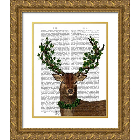 Green King Gold Ornate Wood Framed Art Print with Double Matting by Fab Funky