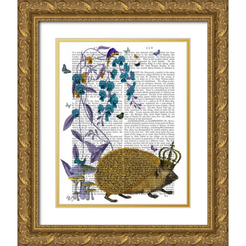 The Golden Hedgehog Gold Ornate Wood Framed Art Print with Double Matting by Fab Funky