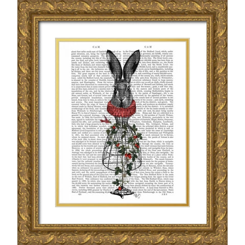 Strawberry Hare Gold Ornate Wood Framed Art Print with Double Matting by Fab Funky
