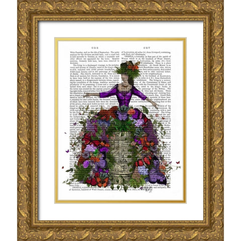 Butterfly House Queen Gold Ornate Wood Framed Art Print with Double Matting by Fab Funky