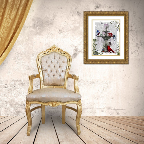Scarlet Monkey Gold Ornate Wood Framed Art Print with Double Matting by Fab Funky