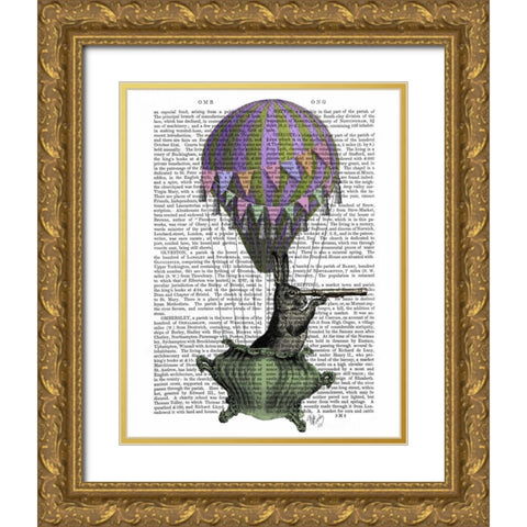 Navigating Rabbit Gold Ornate Wood Framed Art Print with Double Matting by Fab Funky