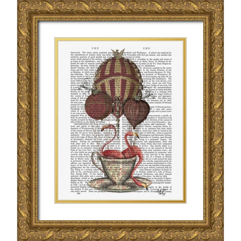 Flamingos in Teacup Gold Ornate Wood Framed Art Print with Double Matting by Fab Funky