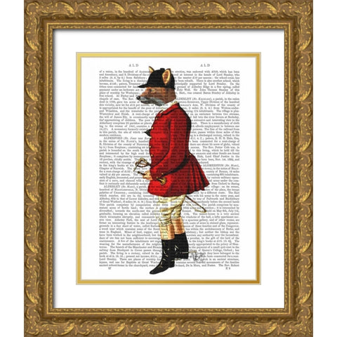 Fox Hunter 1 Gold Ornate Wood Framed Art Print with Double Matting by Fab Funky