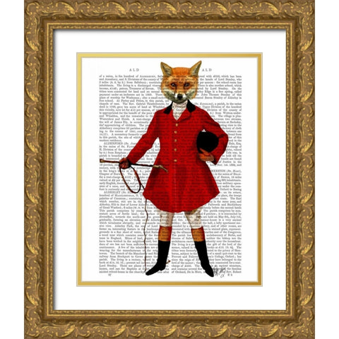 Fox Hunter 2 Full Gold Ornate Wood Framed Art Print with Double Matting by Fab Funky