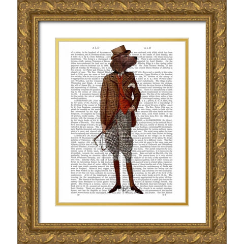 Red Setter Rider Full Gold Ornate Wood Framed Art Print with Double Matting by Fab Funky