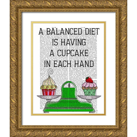 A Balanced Diet Illustration Gold Ornate Wood Framed Art Print with Double Matting by Fab Funky