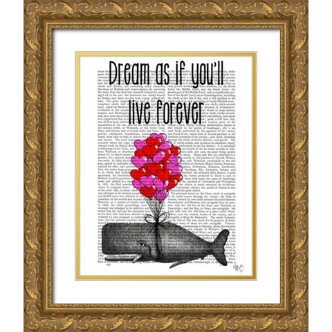 Dream As If Youll Live Forever Gold Ornate Wood Framed Art Print with Double Matting by Fab Funky