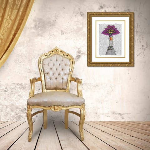 Goose Mardi Gras Headdress Gold Ornate Wood Framed Art Print with Double Matting by Fab Funky