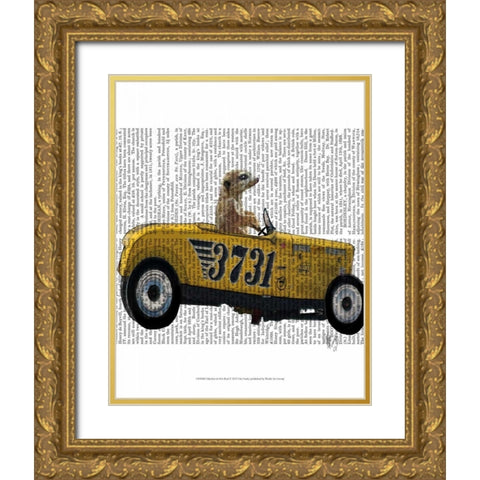 Meerkat in Hot Rod Gold Ornate Wood Framed Art Print with Double Matting by Fab Funky