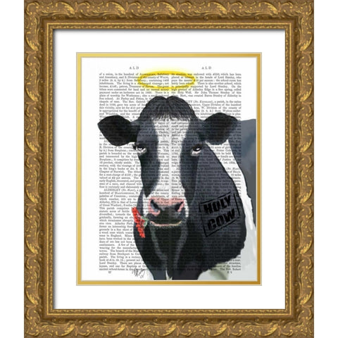 Holy Cow Gold Ornate Wood Framed Art Print with Double Matting by Fab Funky