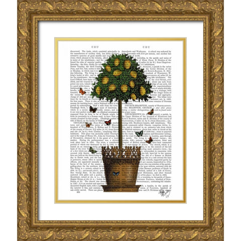 Lemon Tree Gold Ornate Wood Framed Art Print with Double Matting by Fab Funky
