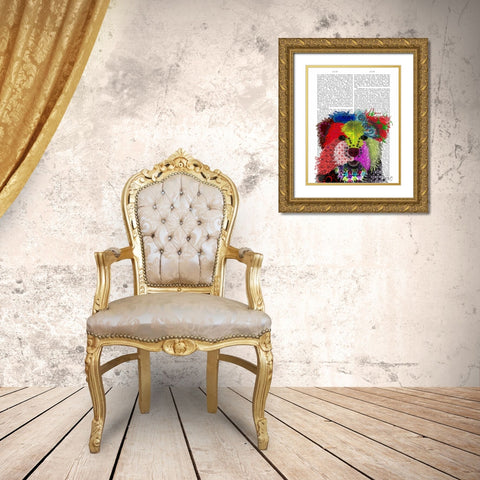 Yorkshire Terrier - Patchwork  Gold Ornate Wood Framed Art Print with Double Matting by Fab Funky