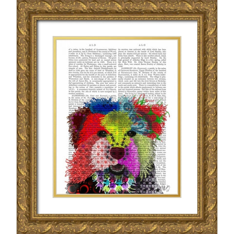 Yorkshire Terrier - Patchwork  Gold Ornate Wood Framed Art Print with Double Matting by Fab Funky