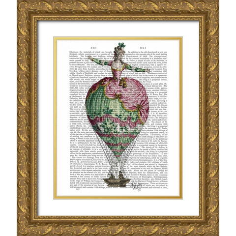 Hot Air Balloon Woman 2 Gold Ornate Wood Framed Art Print with Double Matting by Fab Funky